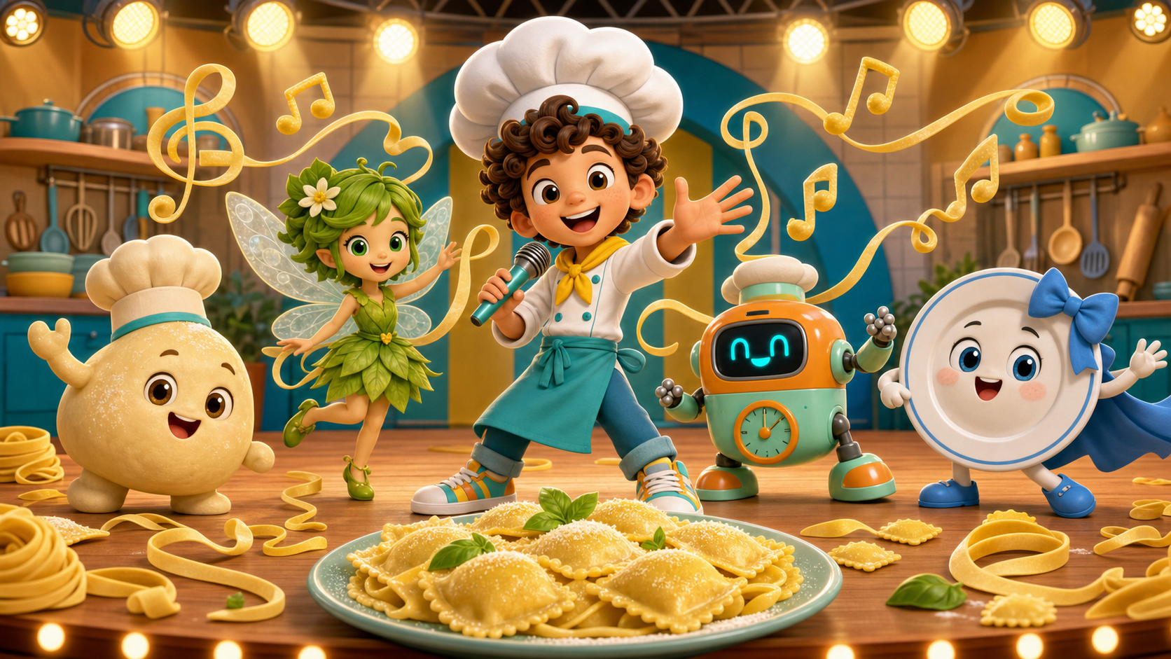 کی‌فریم اصلی پروژه Food Song Crew با شخصیت‌های آشپزی و موسیقی